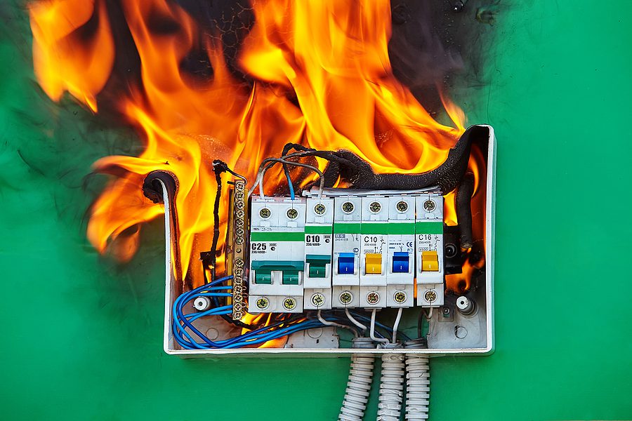 Old, faulty electrical wiring in a home, resulting in an electrical fire.